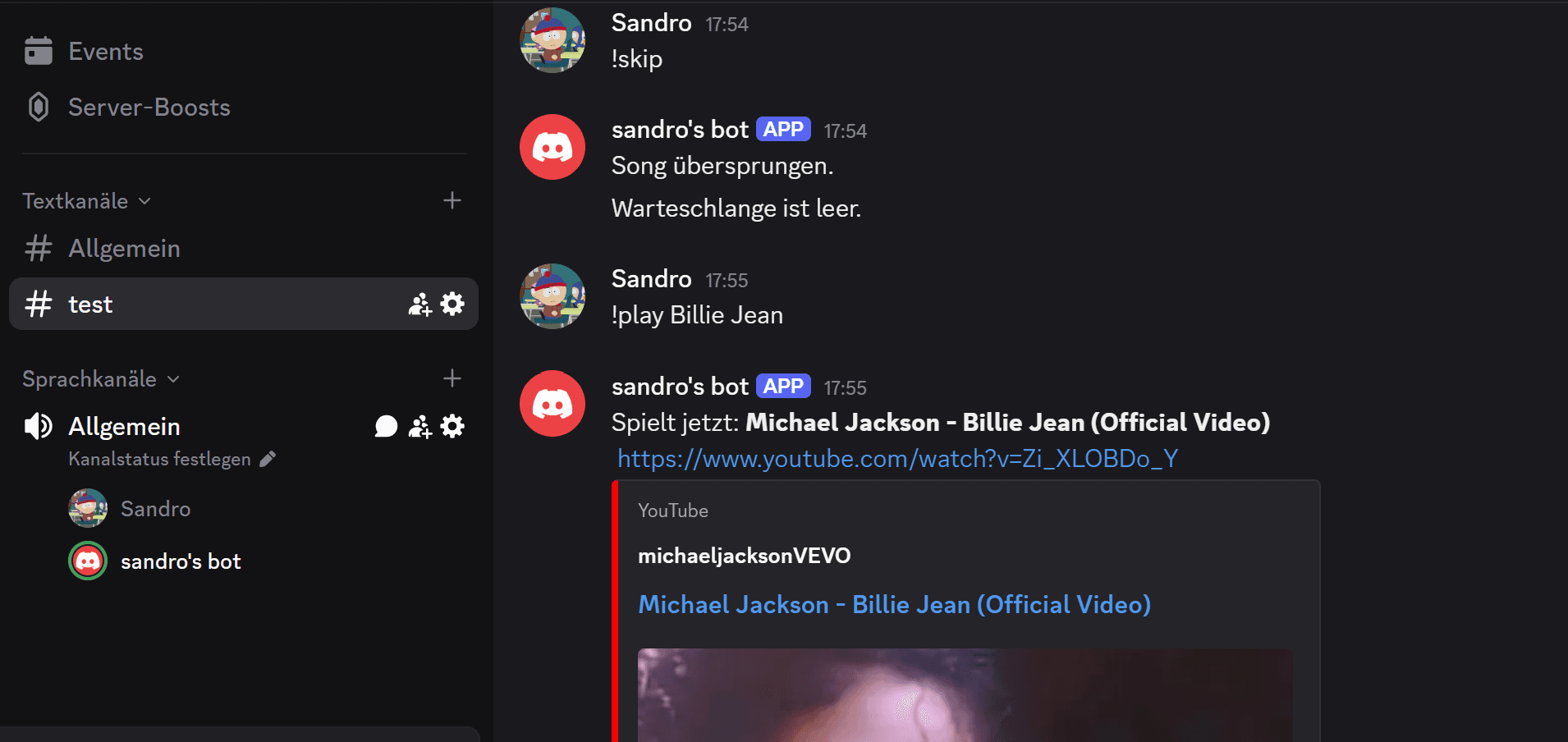Discord bot Screenshot